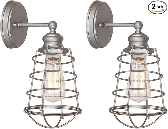 Design House 519702 Ajax 1 Light Wall Light, Galvanized Steel Finish (Pack of 2)