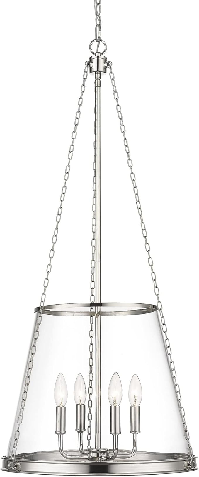 Z-Lite 341P18-PN Prescott Pendant, 4-Light 240 Total Watts, Polished Nickel
