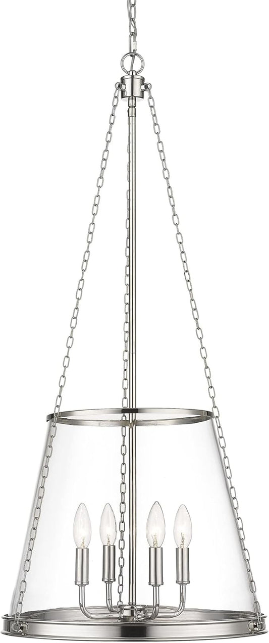 Z-Lite 341P18-PN Prescott Pendant, 4-Light 240 Total Watts, Polished Nickel