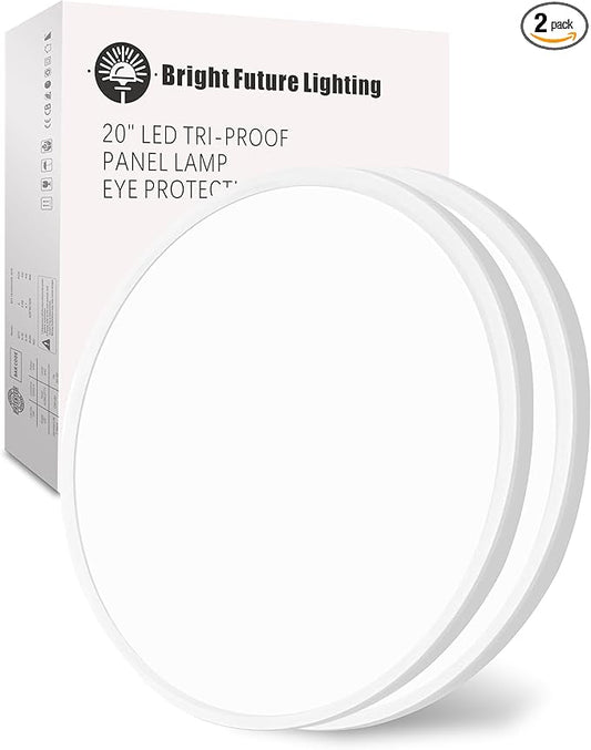 20 Inch Large LED Flush Mount Ceiling Light Fixture, Round 40w 4350lm 3000k,4000k,6000k CCT Selectable, Modern Flat Panel Super Slim Led Ceiling Light,for Living Dining Kitchen Room (2Pack-White)