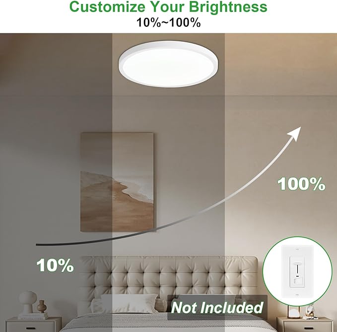 LED Flush Mount Ceiling Light: 12 inch 2Pack Super Slim Dimmable & 5CCT (2700-6500K) Kitchen Lighting Fixtures Ceiling - 24W White Low Profile Ceiling Lamp for Bedroom Garage Hallway