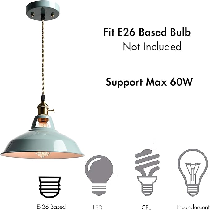 CLAXY Modern Pendant Light Kitchening Hanging Light Fixture Sea Blue Dome Shade with Adjustable Height Pendant with Switch for Bar Loft Bedroom Dining Restaurant
