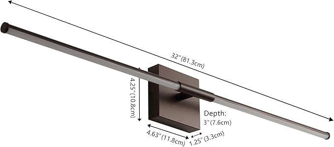 JONATHAN Y 32" Oil Rubbed Bronze Modern Dimmable Integrated LED Wall Sconce, Minimalist Adjustable Metal Vanity Light for Bathroom Mirror, Bedroom, Hallway, 3000K, ETL Listed (JYL7040D)