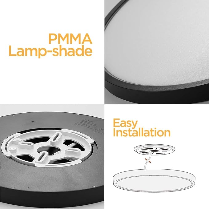 TALOYA Black 6 Pack Led Ceiling Fixture Flush Mount for Kitchen Living Room Garage Foyer, 3000K/3500K/4000K/5000K/6500K 5-in-1 CCT Selectable, 12 Inch 20W Ultra-Thin Surface Mounted Light Fixture