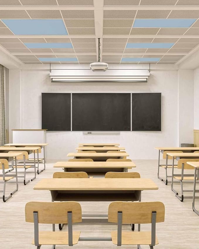 Magnetic Light Cover for Classroom Drop Ceiling,3 Pack 4x2 Ft Fluorescent Light Covers for Office Home Ceiling Light Sky Blue Solid Color Lampshade, LSYZAA20240704FUGE1SHZF07216ZAACFGE