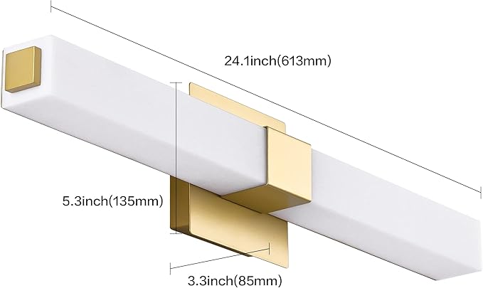 ZUZITO Gold Bathroom Light Fixtures - 24 inch LED Vanity Lights 18W - Modern Bathroom Lights Over Mirror Cool White Light