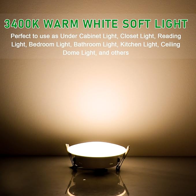 12V RV Interior Light, 4.5 Inch Recessed LED Ceiling Dome Puck Light,Frosted Glass-Style Cover, for Camper Van Trailer and Boat, Easy Mount Warm White (Pack 2)
