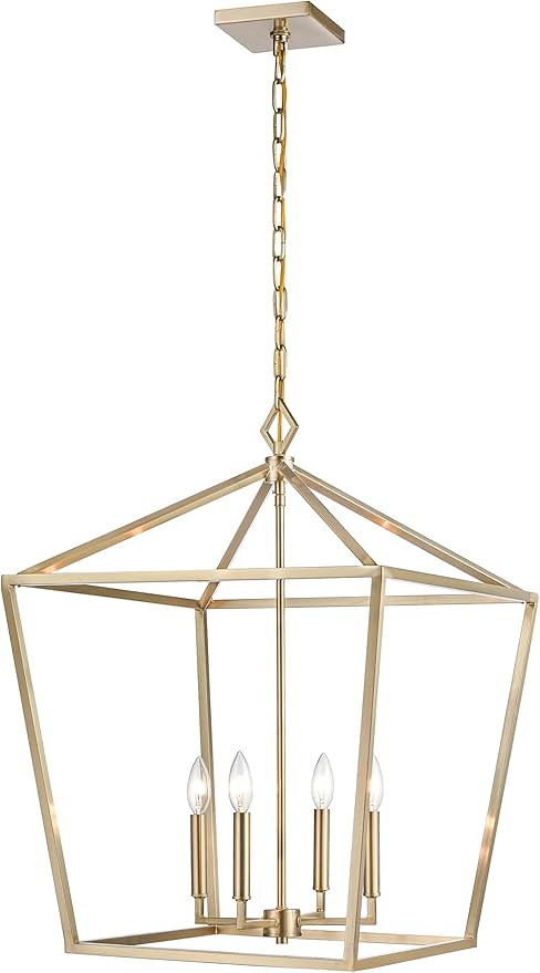 ML Lighting 3254-MG Transitional Four Light Pendant, Champ, Gld Leaf Finish, Modern Gold