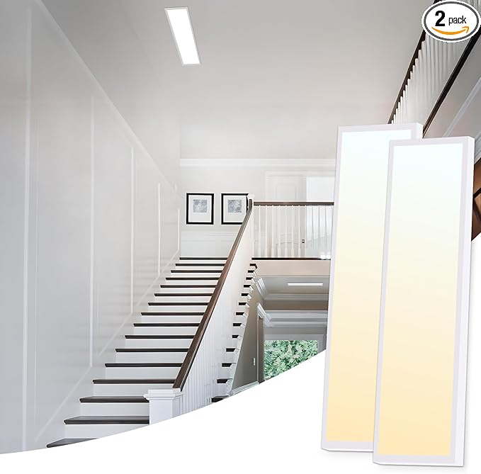 LEONLITE 3CCT 120V 1x4FT LED Flat Panel Light, Surface Mount Ceiling Light, 46W/40W/30W, 4600LM, Built-in Driver Ceiling Light, 5%-100% Dimmable, ETL, White, 3500K/4000K/5000K, Pack of 2