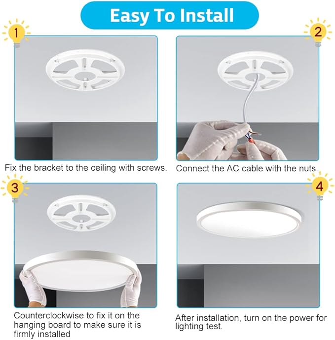 LightingWill 8.9 Inch LED Flush Mount Ceiling Light Fixture, 6000K Cool White, 1800LM, 18W, Flat Modern Round Lighting Fixture, 180W Equivalent White Ceiling Lamp for Kitchens, Bedrooms.etc.