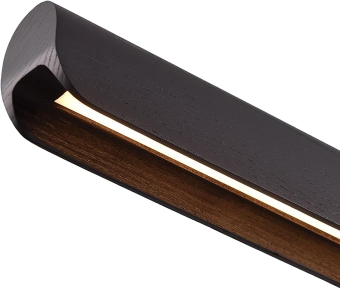 YISDESIGN 39inch Integrated Led Pendant Light,24w Dimmable Wood Linear Pendant Lighting,Led Modern Island Light with Black Finish,for Kitchen Island,Dining Room,Billiard & Pool Lights