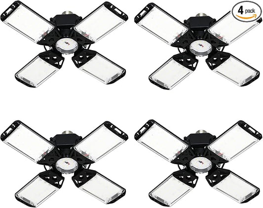 150W LED Garage Light 4Pack, 4+1 Adjustable Panel, 15000 Lumen Daylight Garage Lighting