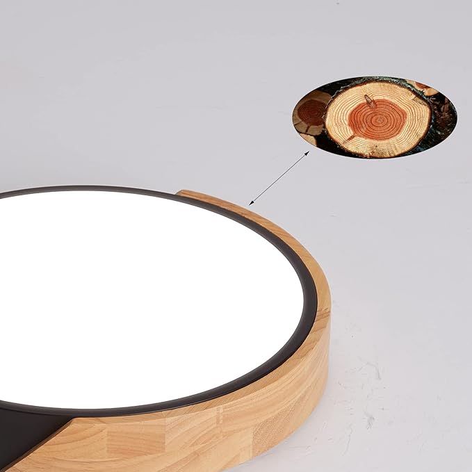 Flush Mount Ceiling Light - Dimmable 3000-6500K with Remote, Modern Black 15.7 inch Light Fixture for Kitchen, Bedroom, Hallway, Living Room