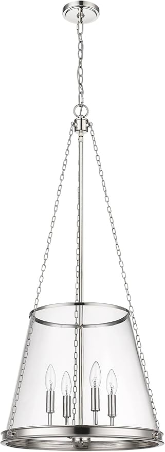 Z-Lite 341P18-PN Prescott Pendant, 4-Light 240 Total Watts, Polished Nickel