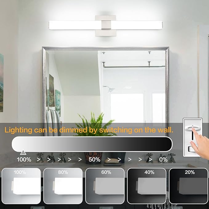 ZUZITO Modern Bahtoom Vanity Light Brushed Nickel, Bathroom LED Lights 32 Inch, 5CCT Dimmable Wall Lighting Fixtures for Bathroom Over Mirror