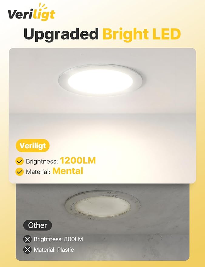 4 Pack 4 Inch LED Recessed Light, Dimmable, Damp Rated, 5CCT Selectable, 9W 750LM, 120V, Silm Canless Wafer Ceiling Light, ETL&FCC
