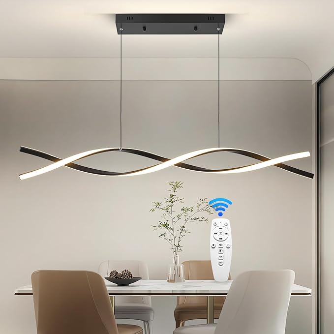 LED Pendant Lights, 3300k-6500K Adjustable Color Temperature Hanging Pendant Lighting, 39.37" Chandelier Dimmable with Remote Control, Aluminum Island Lighting Lamp Fixture for Kitchen, Dining Room