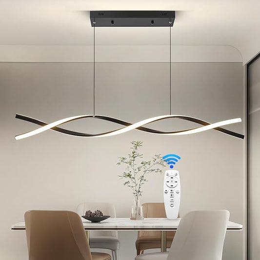LED Pendant Lights, 3300k-6500K Adjustable Color Temperature Hanging Pendant Lighting, 39.37" Chandelier Dimmable with Remote Control, Aluminum Island Lighting Lamp Fixture for Kitchen, Dining Room