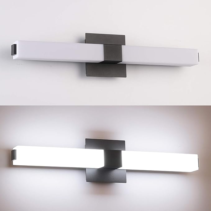 ZUZITO Bathroom Vanity Light Black - 24 inch Modern Vanity Lights for Bathroom - 18W LED Bath Lights Over Mirror Cool White Light 6000K