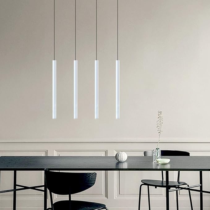 CANALIS 4 Mini Pendant Lighting White - LED Hanging Light Fixture for Kitchen Island, Bar, Foyer - Cluster Pendants - Dimmable, Adjustable Wire, Lamp Bulb Included