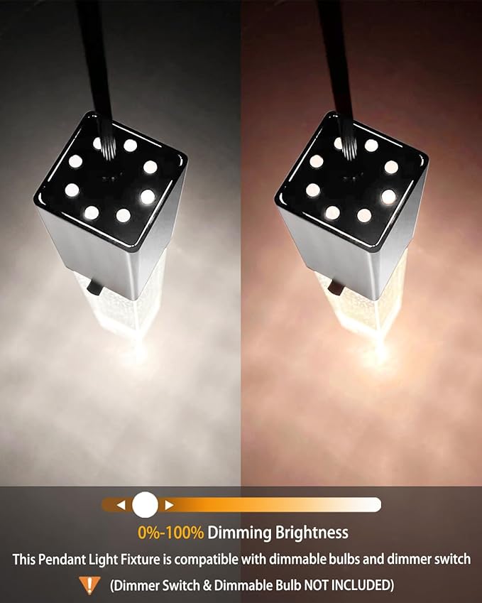 Mini Integrated Hanging Crystal Kitchen Island Modern Concise Pendant Ceiling Light Fixture,for Kitchen Island Dining Room Bedroom Hallway,UL Listed (Brushed Nickel, 2 Pack)