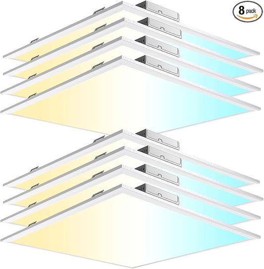 AIKVSXER 2x2 Led Flat Panel Light 8 Pack - 40W Color Switchable 3000K/4000K/5000K, 4400LM Triac Dimmable 2x2 Led Light Drop Ceiling, AC 120V Back-Lit Recessed Drop Ceiling Lights for Office, Home