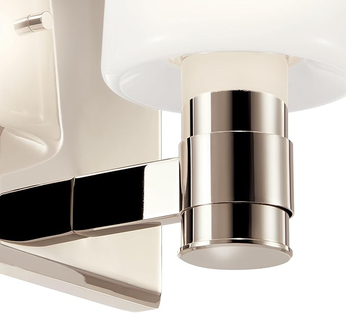 Kichler Adani 1-Light Wall Sconce, Modern Light with Opal Glass in Polished Nickel, for Bathroom, Powder Room, Kitchen, Bedroom, or Hallway (8.5" x 5"), 55174PN