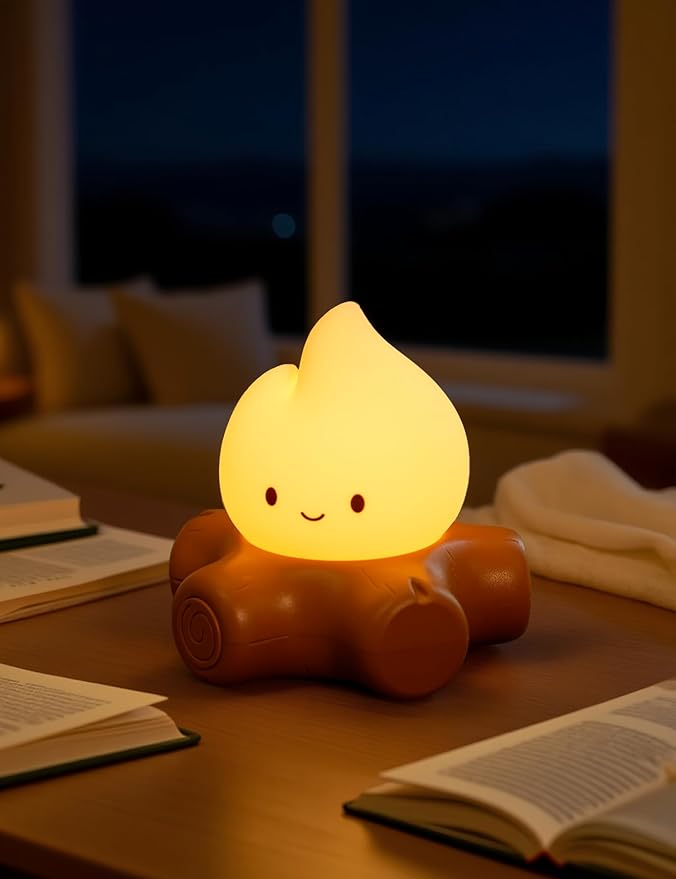 WANIDEA Fake Campfire Lamp, Ambient Lighting, White Noise Soothes The Mood, Portable Rechargeable Night Light, Candlelight Mode Mood Lighting, Bedroom, Desktop, Camping Decor (3Pack)
