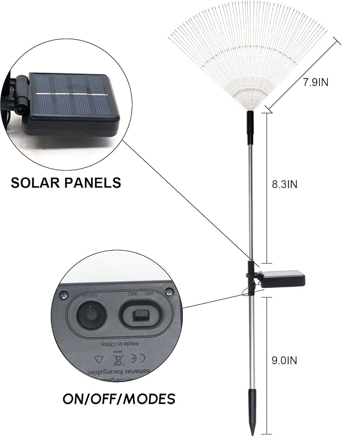 Solar Garden Firework Lights Outdoor Waterproof 4 Pack Solar Powered Art Stake Twinkle Outside Solar Lighting Upgrad 180 LED Sparklers Lights for Yard Party Decorations (Colorful)