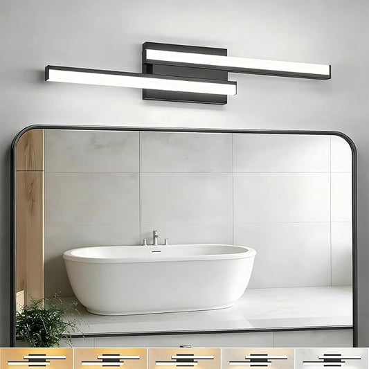 ETL Listed 24 inch Retractable Bathroom Vanity Light- 5CCT Optional Bathroom Light 2700K/3000K/3500K/4000K/5000K/ Bar Vanity Light for Bathroom Mirror Bedroom-25W 1 Pack