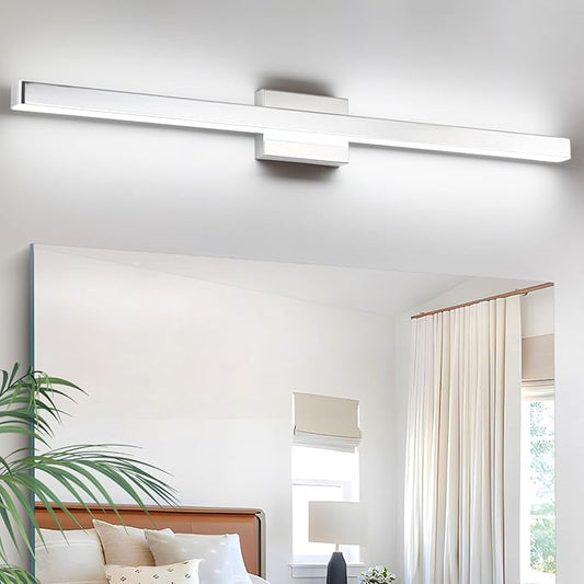 LED Modern Bathroom Vanity Light Fixtures (40-Inch, Cool White 6000K), Modern Acrylic Bathroom Wall Lighting Fixtures for Bathroom Over Mirror, Chrome