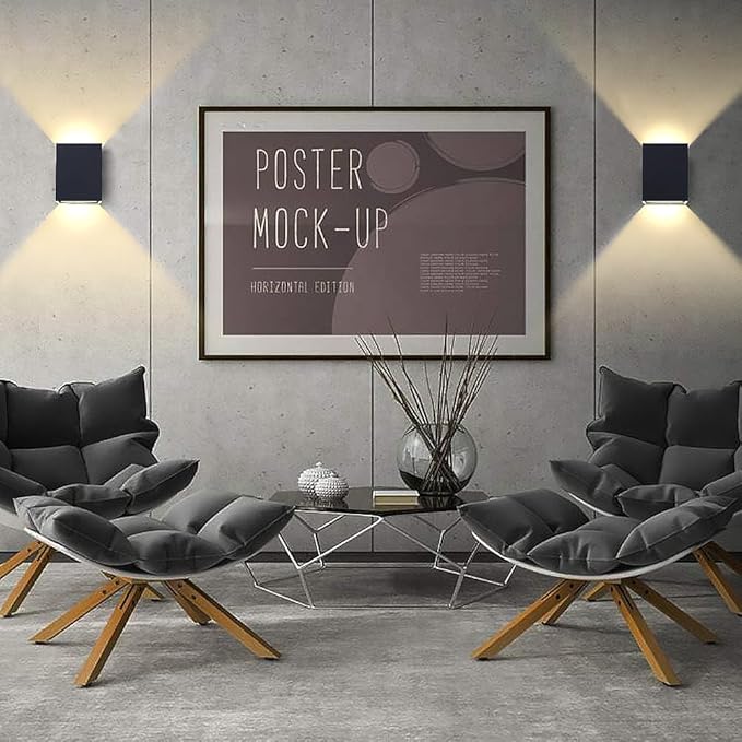 KICAAO LED Wall Sconces Set of Two, 12W Modern Wall Light, Hardwired Aluminum Wall Lamp,Black Up Down Wall Mount Lights for Living Room Hallway Bedroom Decor (Black Warm Light 3000K)