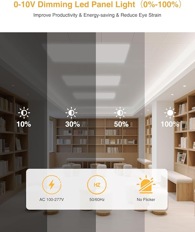1x4 LED Flat Panel Light, Drop Ceiling Lights Fixture, Selectable Features, 20W/25W/30W/35W/40W, 3000K/3500K/4000K/5000K/6500K, Dimmable (0-10V), for Office Kitchen, ETL Listed (1x4FT-4Pack)