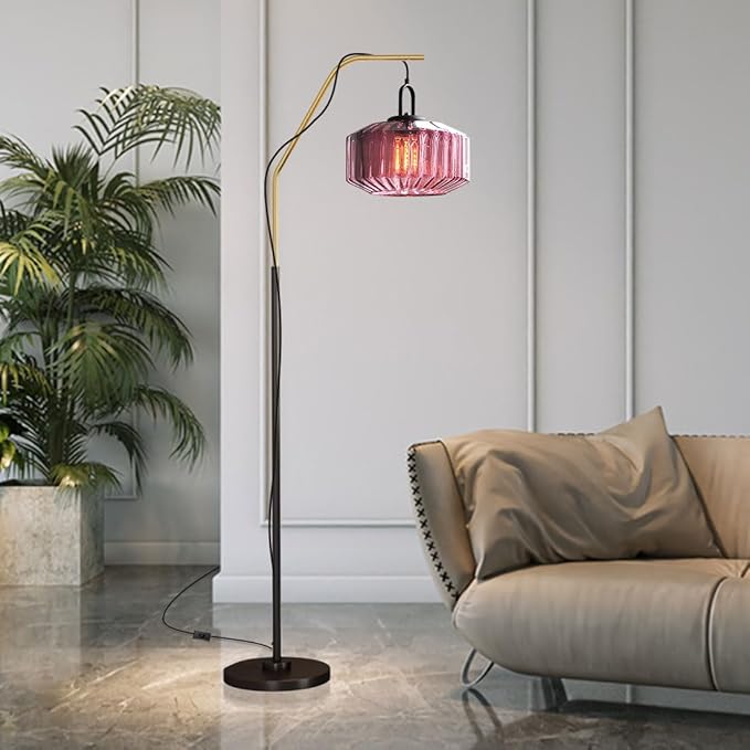 Hanging Pendant Light Plug in Vintage Plug in Hanging Light Fixture with 14.7 ft Cord Purple Striped Glass Shade Pendant Light Plug in Glass for Dining Room Farmhouse Kitchen Island