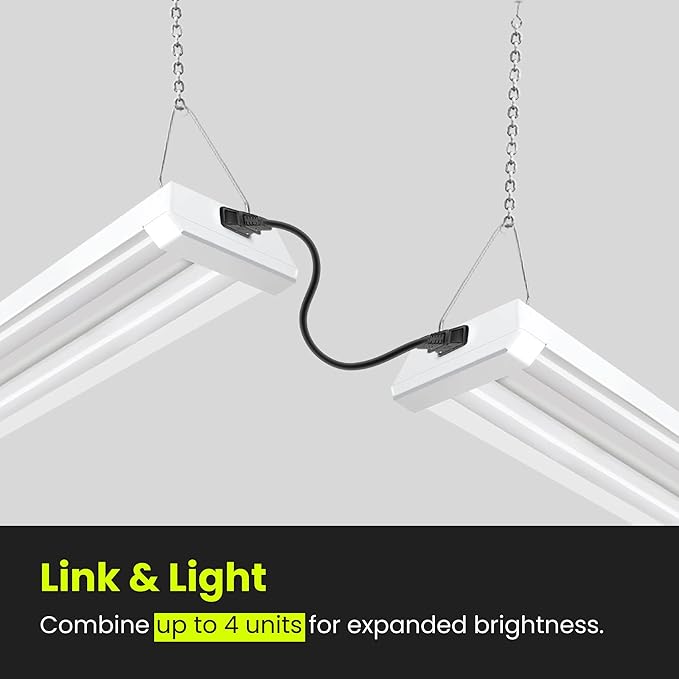 Feit Electric 4ft LED Dual Lamp Shop Light, 4500 Lumens, 4000K Cool White, Flush/Hanging Mount, Ideal for Garages & Workshops, 45W LED Garage & Workshop Lighting, 50,000 Hour Lifespan, SHOP/4X2/840/V1