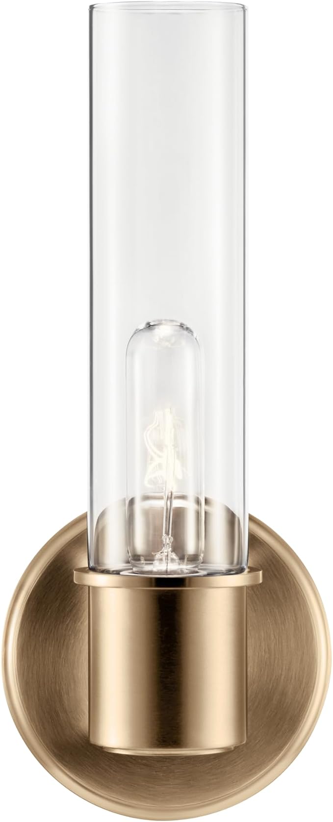 Kichler Aviv 1-Light Wall Sconce, Modern Light with Clear Glass in Champagne Bronze, for Bedroom, Laundry Room, Kitchen or Hallway (13" x 5.5"), 52653CPZ
