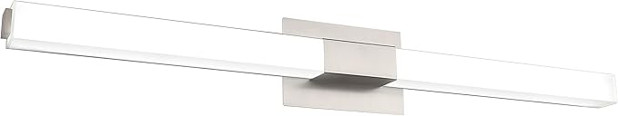 ZUZITO Bathroom Vanity Lighting fixtures 39.4" LED Satin Nickel Steel Frosted White Acrylic Shade Cool White Light 6000K for Bathroom