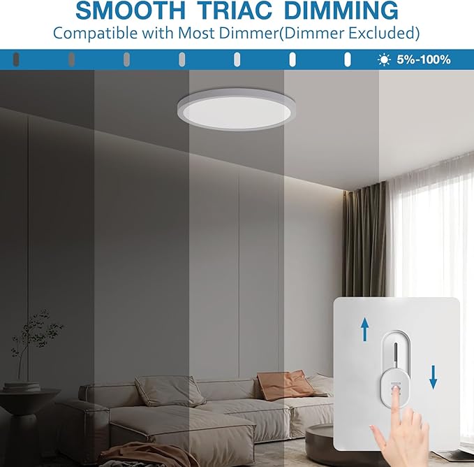 15.8 Inch Large Dimmable LED Flush Mount Ceiling Light 4 Pack, 32W 3200LM Low Profile Ceiling Light with 3 CCT (3000K/4000K/5000K), 5%-100% Dimming, Ultra-Thin 0.8", for Bedroom, Kitchen & Office