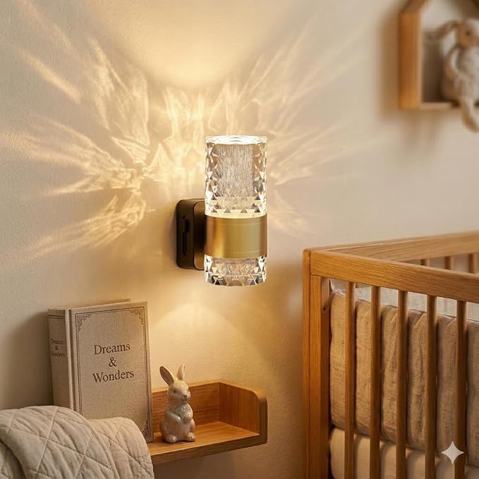 LED Night Lights Plug Into Wall, Dimmable Wall Night Lights 3000K 0-100LM Adjustable Nightlight with Gold Ambiance Lighting for Bathroom, Kitchen, Hallway, Bedroom 2 Pack