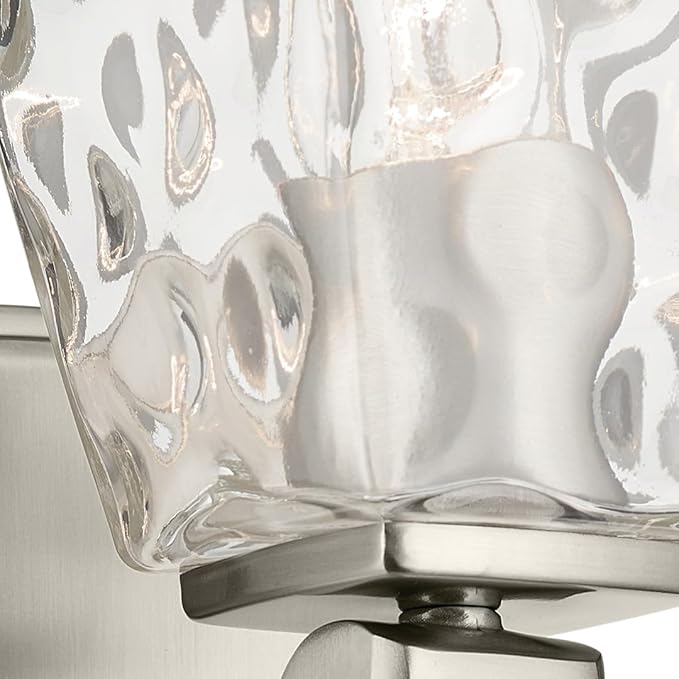 Kichler Marant 5" 1-Light Wall Sconce Bathroom Light Fixture with Clear Water Glass in Brushed Nickel for Bathroom, Powder Room, Hallway (5" W x 9.5" H), 55214NIWTR
