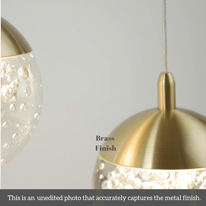 contec development Galaxy 5 Mini Pendant Crystall Ball Lighting Brass - LED Hanging Light Fixture: Kitchen Island, Bar, Foyer - Cluster Pendants - Dimmable, Adjustable Wire, Lamp Bulb Included