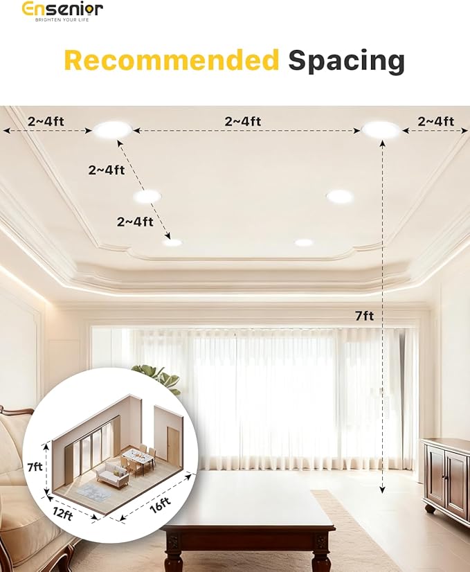 Ensenior 20 Pack 4 Inch LED Recessed Light, Dimmable, 2700K-5000K 5CCT, 750LM High Brightness, 9W 120V, Damp Rated, ERL-9X-ETL, Ultra-Thin Canless Wafer Light - ETL & FCC & IC