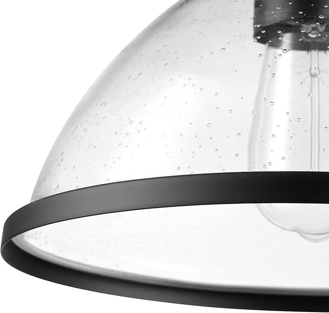 Globe Electric 60000121 1-Light Outdoor Flush Mount Ceiling Light, Matte Black, Seeded Glass Shade, Weather Resistant, Indoor