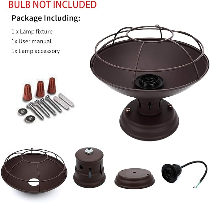 Farmhouse Flush Mount Ceiling Light - Easric Industrial Ceiling Light Fixture Rustic Copper Metal Cage Close to Ceiling Lamp E26 Base for Hallway Foyer Kitchen Porch Bronze