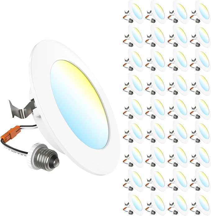 Sunco 36 Pack 4 Inch LED Flat Recessed Light, Retrofit Ceiling Can Lighting, 800 LM, Selectable CCT 2700K/3000K/4000K/5000K, Dimmable, 10W=60W, 50,000 Lifetime Hours UL