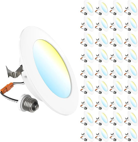 Sunco 36 Pack 4 Inch LED Flat Recessed Light, Retrofit Ceiling Can Lighting, 800 LM, Selectable CCT 2700K/3000K/4000K/5000K, Dimmable, 10W=60W, 50,000 Lifetime Hours UL