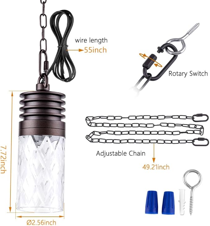 Low Voltage LED Hanging Lights, 4.5W LED Tree Lights, Landscape Outdoor Pendant Lights for Patio, Gazebo, Pergola, Garden, Summer Kitchen, 2700K, 36Olm, 12-24VAC/DC, ORB Finish, 4 Pack with Chain