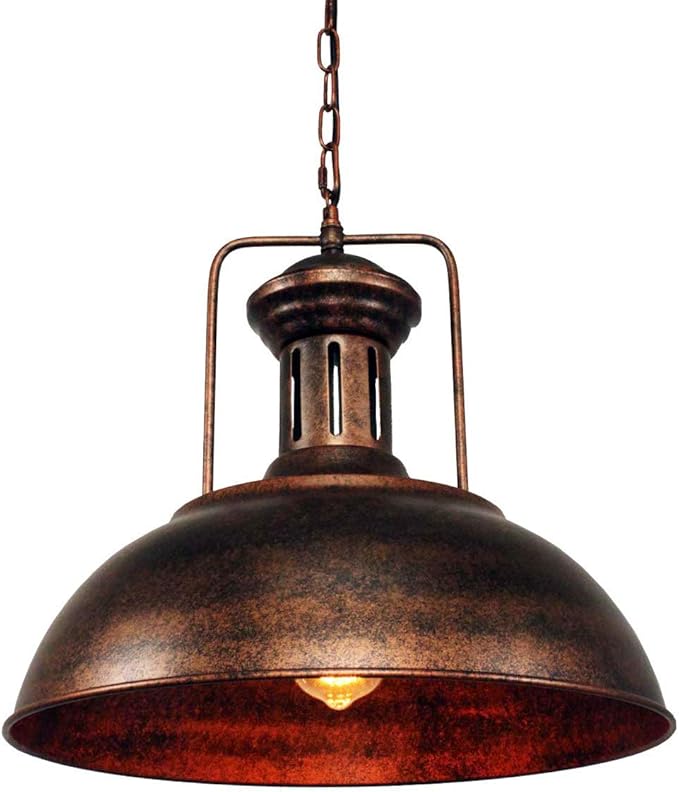 Lingkai 16.14" Farmhouse Pendant Light, Rustic Vintage Hanging Light Fixture Barn Dome Lampshade Ceiling Mount Lamp for Kitchen Island Dining Room