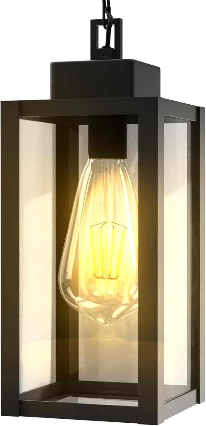 Outdoor Pendant Light Fixture Waterproof Outdoor Hanging Porch Light Anti-Rust Exterior Hanging Outdoor Lantern for Porch Yard Front Door Garage Balcony Patio Garden