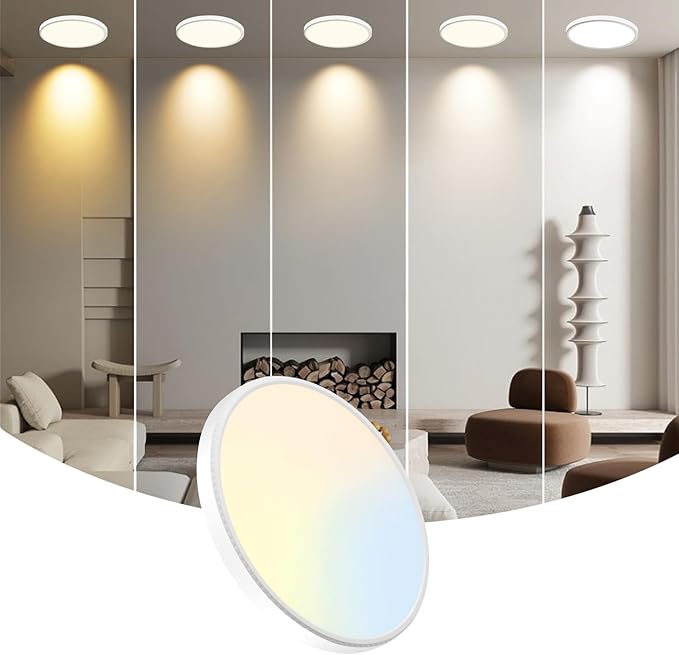 7.5Inch LED Ceiling Lights, 5 Colors Selectable (3000K/3500K/4500K/5000K/6000K) Flush Mount Ceiling Lights, Ultra Thin LED Ceiling Lights Fixtures 0.87Inch for Dinning Room